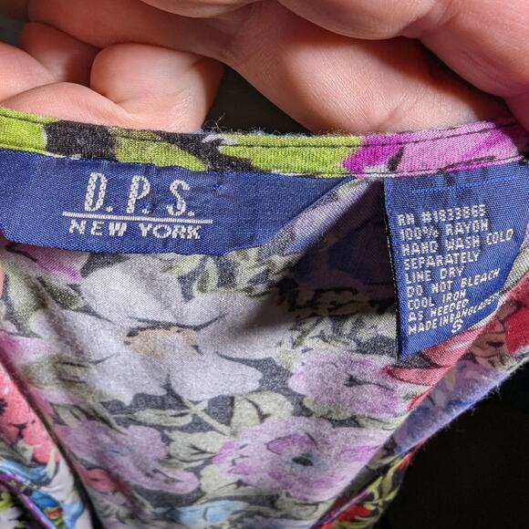 Vtg 1990s DPS Colorful Floral Print Button Up Sleeveless Maxi Sun Dress Sz S - Picture 4 of 4